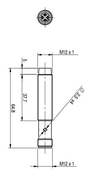 Sensor Indutivo AM1/AP-4H Datasensing M12 Sn 8mm PNP NO Conector M12 - dimensões