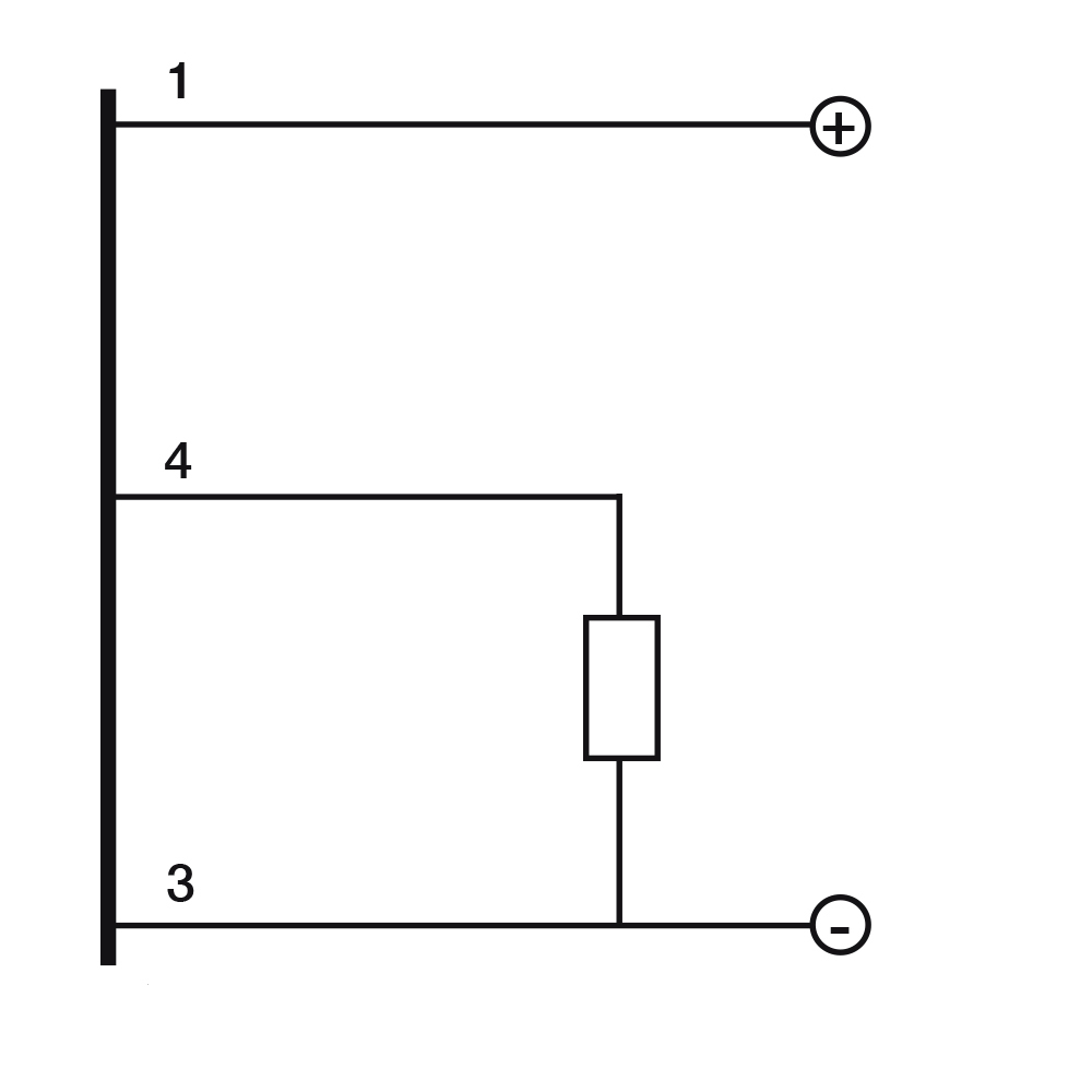 Sensor Indutivo AM1/AP-4H Datasensing M12 Sn 8mm PNP NO Conector M12 - diagrama de ligação elétrica