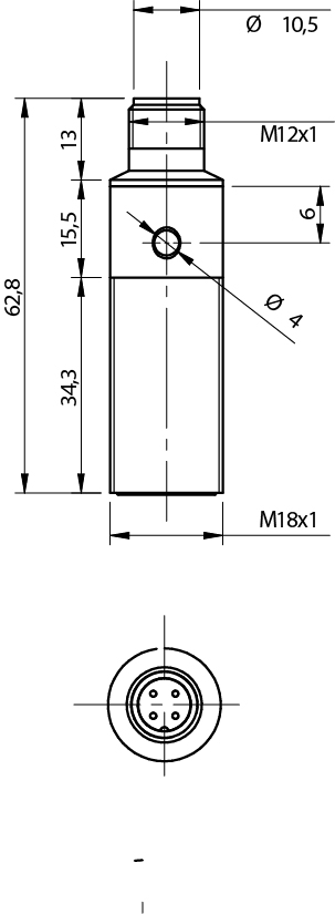 Sensor Indutivo PKS/0P-1H Datasensing M18 Sn 5mm PNP NA+NF IP68 Conector M12 - dimensões